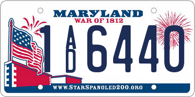 MD license plate 1AD6440