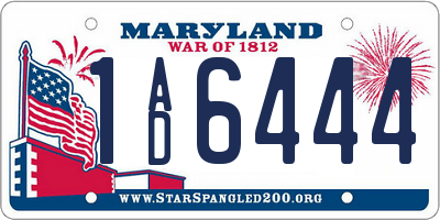 MD license plate 1AD6444