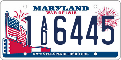 MD license plate 1AD6445