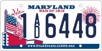 MD license plate 1AD6448