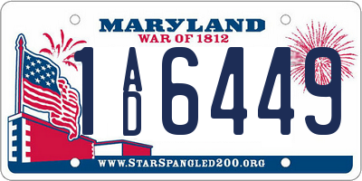 MD license plate 1AD6449