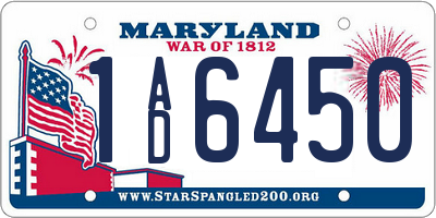 MD license plate 1AD6450