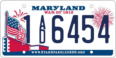 MD license plate 1AD6454