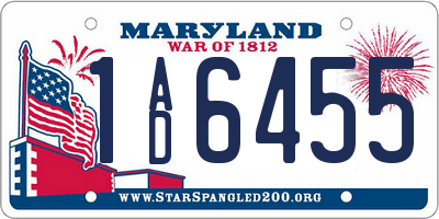 MD license plate 1AD6455