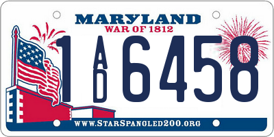 MD license plate 1AD6458