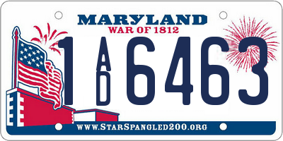 MD license plate 1AD6463