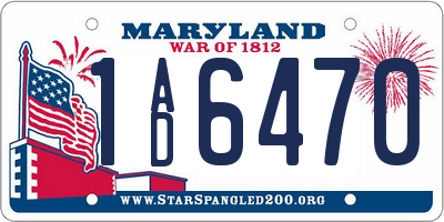 MD license plate 1AD6470