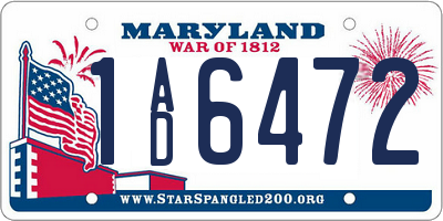 MD license plate 1AD6472