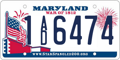 MD license plate 1AD6474