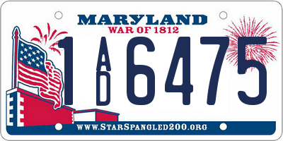 MD license plate 1AD6475