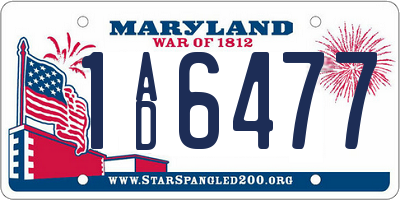 MD license plate 1AD6477