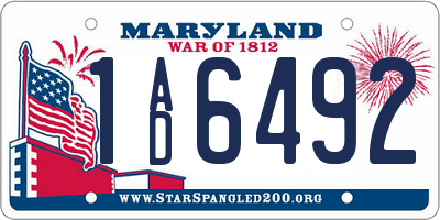 MD license plate 1AD6492