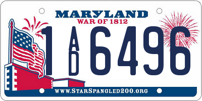MD license plate 1AD6496