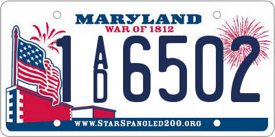 MD license plate 1AD6502
