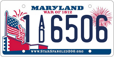 MD license plate 1AD6506