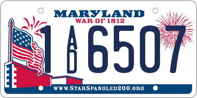 MD license plate 1AD6507