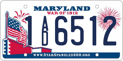 MD license plate 1AD6512