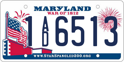 MD license plate 1AD6513