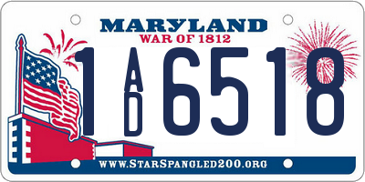 MD license plate 1AD6518