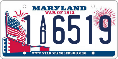 MD license plate 1AD6519