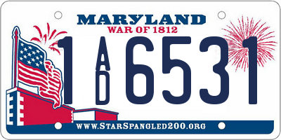MD license plate 1AD6531