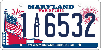 MD license plate 1AD6532