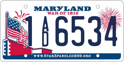 MD license plate 1AD6534