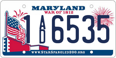 MD license plate 1AD6535
