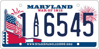 MD license plate 1AD6545