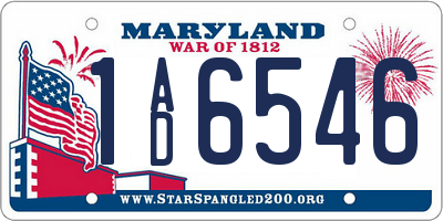 MD license plate 1AD6546