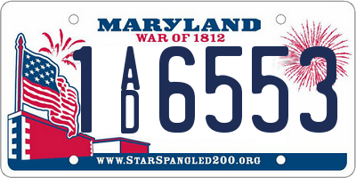 MD license plate 1AD6553
