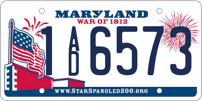 MD license plate 1AD6573