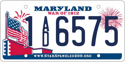 MD license plate 1AD6575