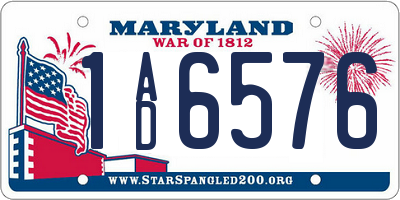MD license plate 1AD6576