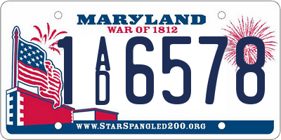 MD license plate 1AD6578