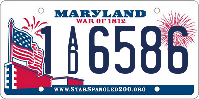 MD license plate 1AD6586