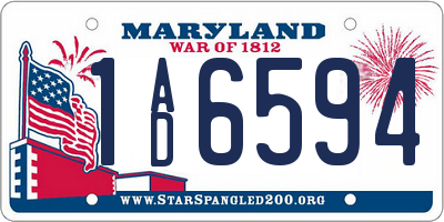 MD license plate 1AD6594