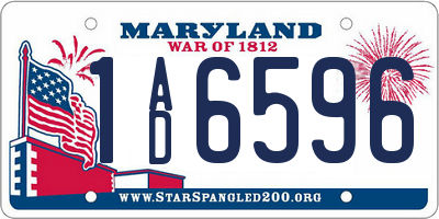 MD license plate 1AD6596