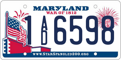 MD license plate 1AD6598