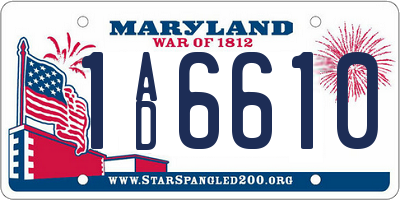 MD license plate 1AD6610