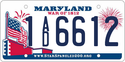 MD license plate 1AD6612