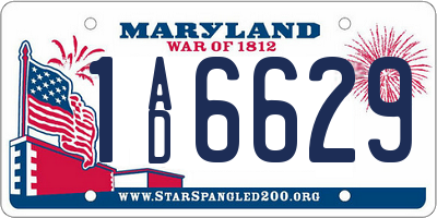 MD license plate 1AD6629