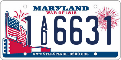 MD license plate 1AD6631