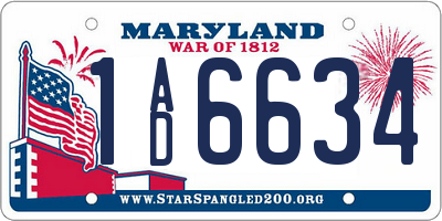 MD license plate 1AD6634