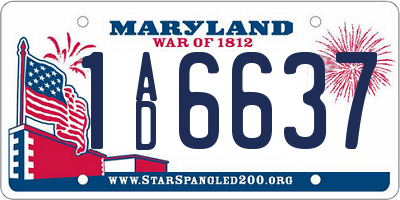 MD license plate 1AD6637