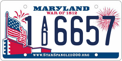 MD license plate 1AD6657