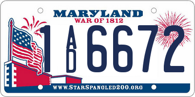 MD license plate 1AD6672