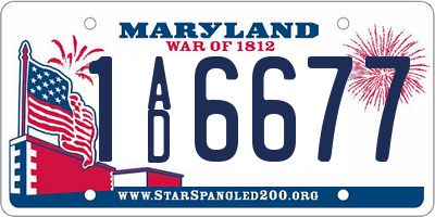 MD license plate 1AD6677