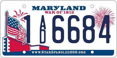 MD license plate 1AD6684