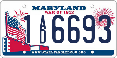 MD license plate 1AD6693